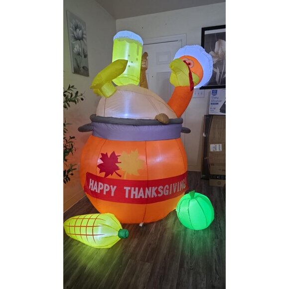 🆕6FT Inflatables Pumpkin Turkey LED Blow Up Thanksgiving Outdoor Decoration - Picture 3 of 11